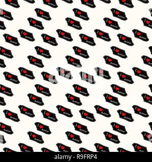 Hund Ich liebe Bulldoggen Herz Valentinstag Vektor nahtlose Muster Tapete auf weißem Hintergrund. Eps 10. Stock Vektor