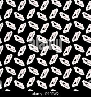 Hund Ich liebe Bulldoggen Herz Valentinstag Vektor nahtlose Muster Tapete auf schwarzem Hintergrund.eps 10. Stock Vektor