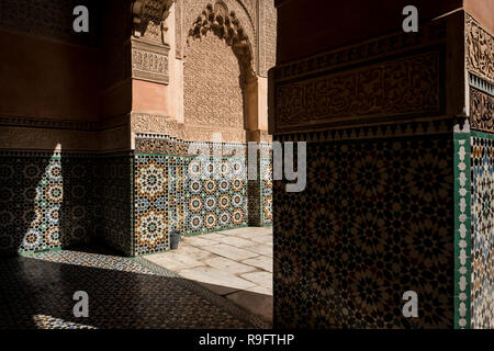 Marrakesch, Marokko - 18. September 2017: Ben Youssef Madrasa Stockfoto