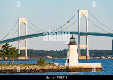 Goat Island Lighthouse in Newport, Rhode Island Stockfoto