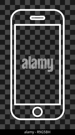 Smartphone Symbol - weiß einfach umrissen, isoliert - Vector Illustration Stock Vektor