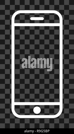 Smartphone Symbol - weiß einfach umrissen, isoliert - Vector Illustration Stock Vektor