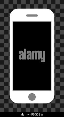 Smartphone Symbol - weiß mit schwarzen Bildschirm ausgeschaltet, isoliert - Vector Illustration Stock Vektor