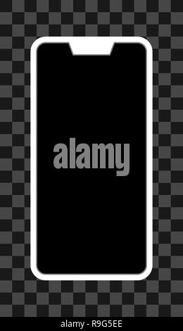 Smartphone Symbol ausgeschaltet - weiß mit schwarzen Bildschirm mit Kerbe, Blende, isoliert - Vector Illustration Stock Vektor