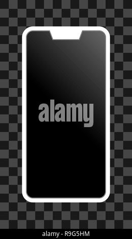 Smartphone icon-weiss mit ausgeschaltet Schwarz gradient Bildschirm mit Kerbe, Blende, isoliert - Vector Illustration Stock Vektor