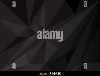 Low Poly schwarz dunkel-grau Abstract Background, polygonale Formen Hintergrund Dreiecke Mosaik, für Web und Print, dunkle Kristalle Hintergrund Stock Vektor