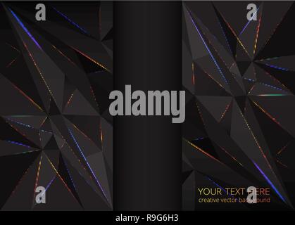 Low Poly schwarz dunkel-grau Abstract Background, polygonale Formen Hintergrund Dreiecke Mosaik, für Web und Print, dunkle Kristalle Kulisse mit Rot Gelb Stock Vektor