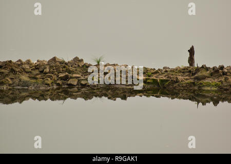 Reflexion der kleine Ziegel und Stein auf dem Wasser bei Tageslicht Stockfoto