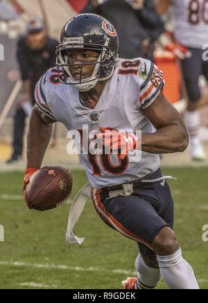 Santa Clara, Kalifornien, USA. 23 Dez, 2018. Chicago Bears wide receiver Taylor Gabriel (18) am Sonntag, 23. Dezember 2018, in Levis Stadion in Santa Clara, Kalifornien. Die Bären besiegten die 49ers 14-9. Credit: Al Golub/ZUMA Draht/Alamy leben Nachrichten Stockfoto