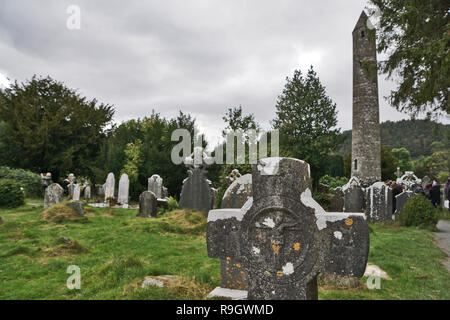 Alten keltischen Friedhof bei Glendalough - Irland Stockfoto