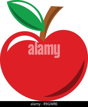Flacher roter Apfel isoliert auf weiss Stock Vektor