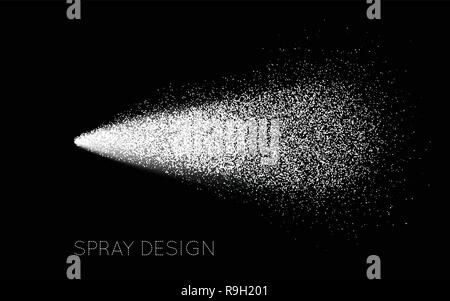 Spray mit Partikel auf einem schwarzen. Vector Illustration Stock Vektor