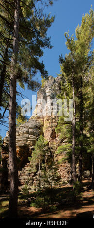 Eine 300 Fuß hohe Rock outcropping in Rochi - ein Cri State Park in Wisconsin entfernt Stockfoto