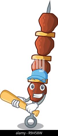 Spielen Baseball chickin Shish mit Stöcken ein Cartoon Stock Vektor