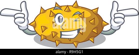 Wink Obst Kiwano das Maskottchen isoliert Stock Vektor