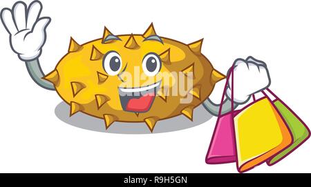 Shopping Obst Kiwano das Maskottchen isoliert Stock Vektor