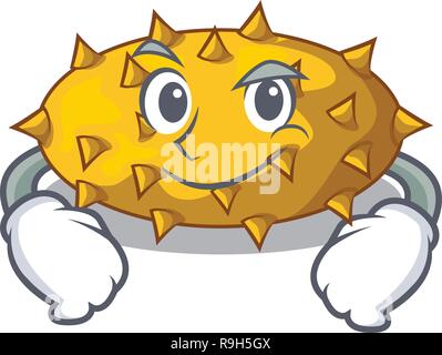 Grinsend Obst Kiwano das Maskottchen isoliert Stock Vektor
