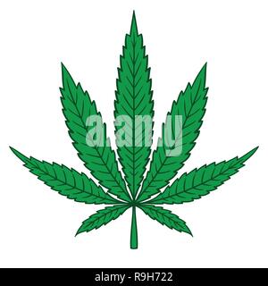 Cannabis (Marihuana) Blatt in flachen Vintage Style Stock Vektor