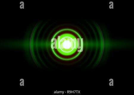 Abstrakte grüne Ring mit Schallwellen oszillierende, Technologie Hintergrund Stockfoto