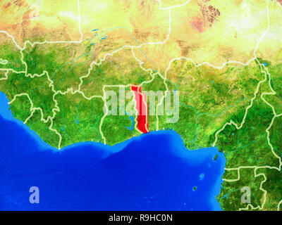 Togo aus dem Weltraum auf dem Modell des Planeten Erde mit Ländergrenzen und sehr detaillierten Planeten Oberfläche. 3D-Darstellung. Elemente dieses Bild durch N eingerichtet Stockfoto