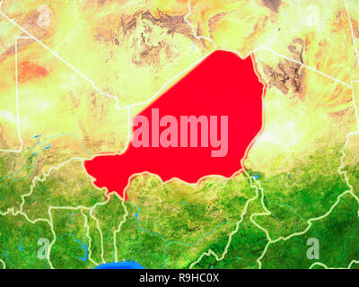 Niger aus dem Weltraum auf dem Modell des Planeten Erde mit Ländergrenzen und sehr detaillierten Planeten Oberfläche. 3D-Darstellung. Elemente dieses Bild von Stockfoto