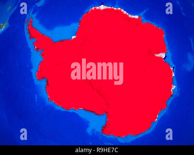 Antarktis vom Platz auf Modell des Planeten Erde mit Ländergrenzen und sehr detaillierten Planeten Oberfläche. 3D-Darstellung. Elemente dieses Bild furnishe Stockfoto