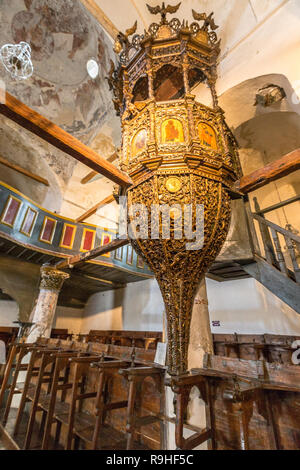 Kanzel, Interieur der Kirche, Berat Schloss Altstadt Orthodoxe Kirche Albaniens Stockfoto