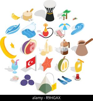 Türkei-Symbole-Set, isometrische Stil Stock Vektor