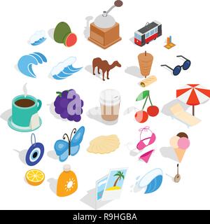 Land Türkei Symbole gesetzt, isometrische Stil Stock Vektor