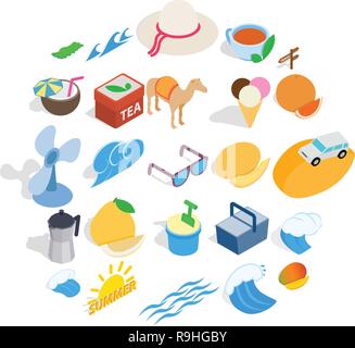 Länder Asiens Symbole, isometrische Stil festlegen Stock Vektor