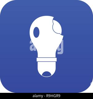 Kaputte Glühbirne Symbol digital Blau Stock Vektor