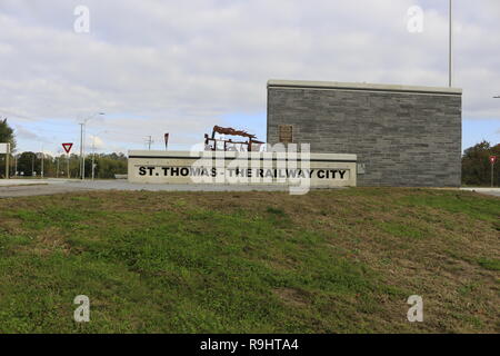 Redaktionelle Fotografie für st. Thomas Ontario - die Eisenbahn Stadt Stockfoto