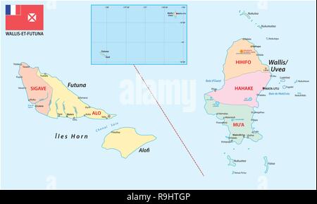 Karte von der Französischen überseeischen Gebiet von Wallis und Futuna Stock Vektor