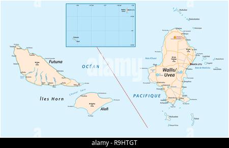 Karte von der Französischen überseeischen Gebiet von Wallis und Futuna Stock Vektor