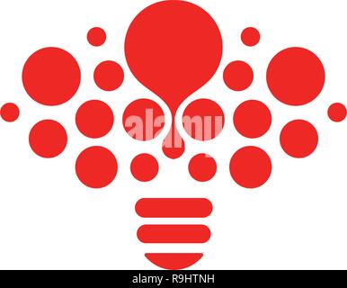 Glühbirne Symbol. Kreative Idee Logo Design Konzept. Helle rote Kreise, Blasen vector Art.-Lösung für Inspiration. Stock Vektor