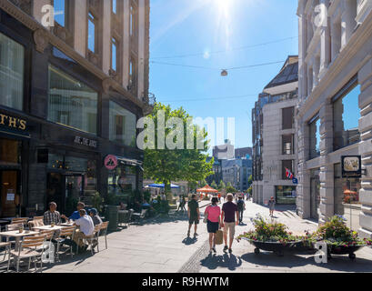 Geschäfte, Cafés und Bars auf Lille Grensen im Zentrum der Stadt, Oslo, Norwegen Stockfoto