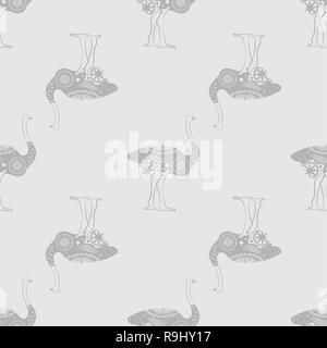 Nahtlose Muster. Strauß Vogel. monochrom Grafik Tier Abbildung 10 eps Stock Vektor