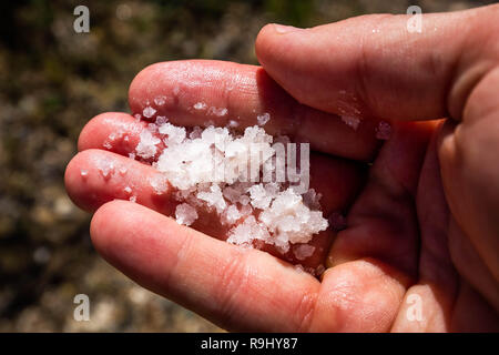 Rote Salz Produktion in Puerto Rico See pool Stockfoto