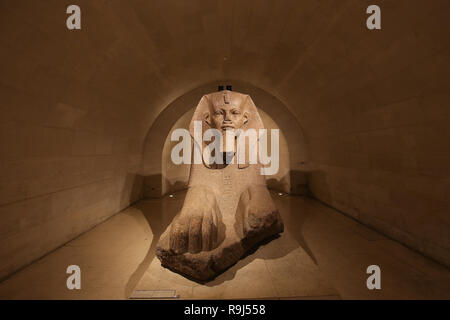 PARIS, Frankreich, 13. MÄRZ 2017: Sphinx von Tanis, das Louvre Museum, März 13, 2017, Paris, Frankreich Stockfoto