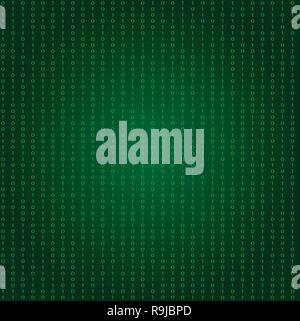 Abstract Green matrix Hintergrund oder Muster - Vector Illustration in Technologie, Daten der Wissenschaft oder Internet Security Thema. Der binäre Code - Chaos Ziffern o Stock Vektor