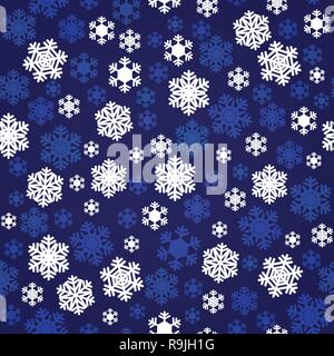 Weihnachten marine blau und weißen Schneeflocken nahtlose Muster für den Urlaub Home Decor, Textil- und Geschenkpapier Stock Vektor