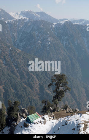 Campingplatz am Triund im Dhauladhar reicht in Himachel Pradesh, Indien Stockfoto