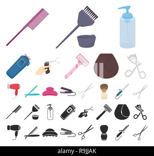 Kunst, Pinsel, Cartoon, schwarz, Sammlung, Färbung, Kamm, Schneiden, Design, Trockner, elektrische Ausrüstung, Haar, Haarschnitt, Friseur, Icon, Illustration, Bügeleisen, isoliert, Logo, Lotion, Master, Beruf, Rasierer, Safe, Salon, Service, Set, Rasieren, Scheren, Zeichen, gerade, Haarglätter, Symbol, Werkzeug, Trimmer, Vektor-, Web-, Vektor, Vektoren, Stock Vektor