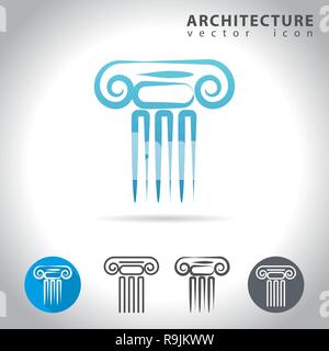 Architektur Icon Set, Sammlung von antiken Spalte Icons, Vektor, Abbildung Stock Vektor