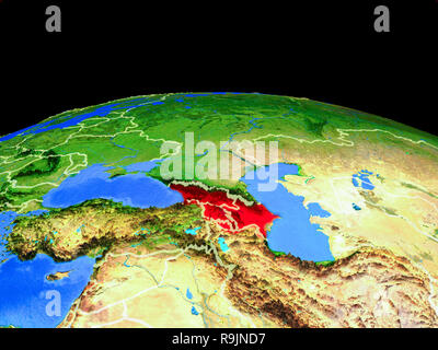 Kaukasus am Modell des Planeten Erde mit Ländergrenzen und sehr detaillierten Planeten Oberfläche. 3D-Darstellung. Elemente dieses Bild durch N eingerichtet Stockfoto