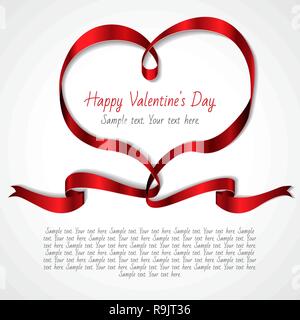 Bänder in Form eines Herzen auf weißem Hintergrund, Valentines Tag Stock Vektor