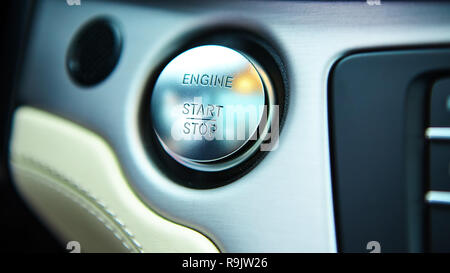 Start Stop Motor moderne Neue Auto-Taste Stockfoto