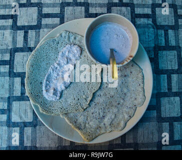 Balti Food in einem Balti-Dorf in Turtuk, Nubra-Tal, Ladakh, Indien Stockfoto