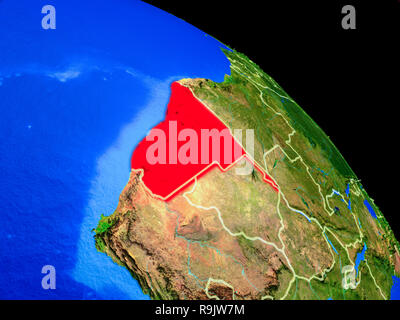 Namibia auf dem Planeten Erde aus dem Weltraum mit Ländergrenzen. Sehr feine Details der Planeten. 3D-Darstellung. Elemente dieses Bild von der NASA eingerichtet Stockfoto