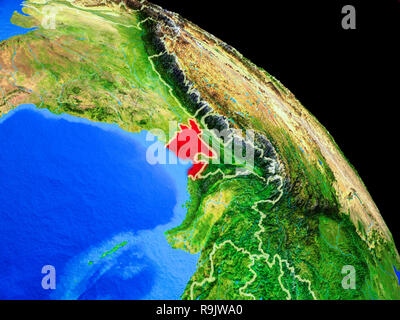 Bangladesch auf dem Planeten Erde aus dem Weltraum mit Ländergrenzen. Sehr feine Details der Planeten. 3D-Darstellung. Elemente dieses Bild durch N eingerichtet Stockfoto